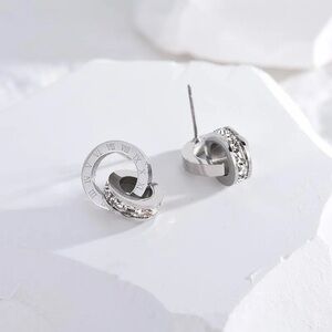 Roman Numeral Drop Earrings - Silver